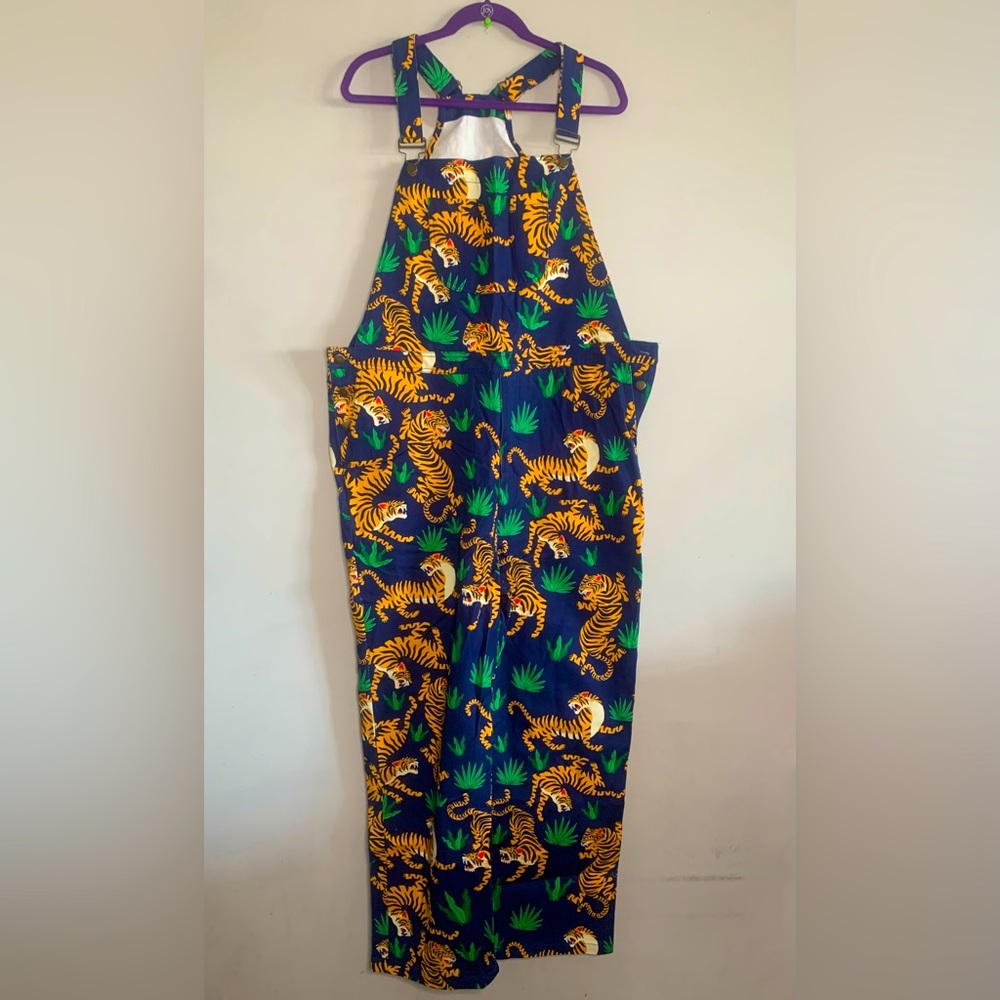 Tiger Print Navy Blue Men's Overalls